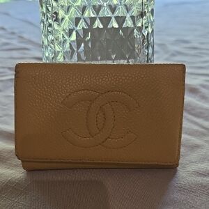 CHANEL Camel Tan Leather Key Holder